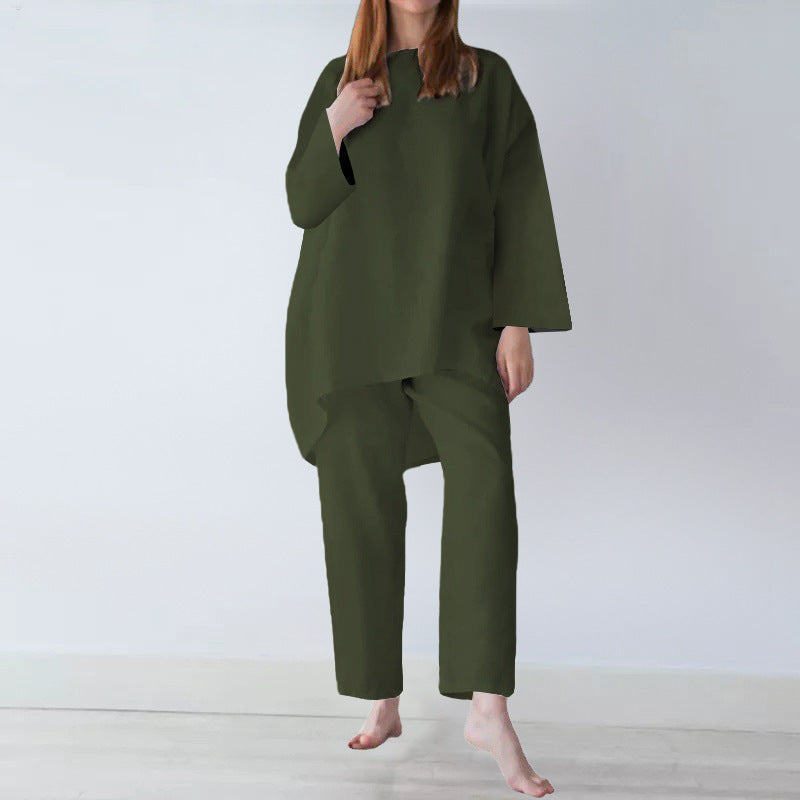 Women's Loose Fit Cotton Linen Two-Piece Set