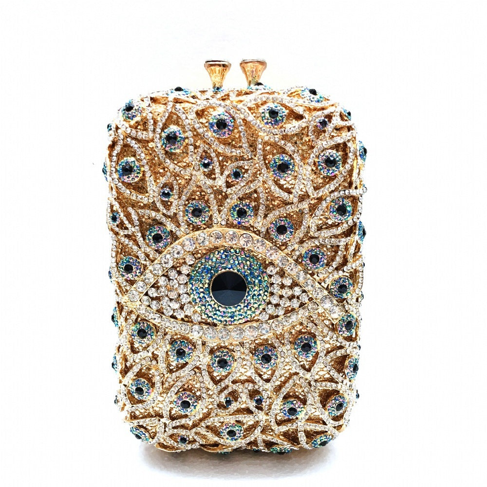 Metal Rhinestone Diamond-Studded Vertical Clutch Bag