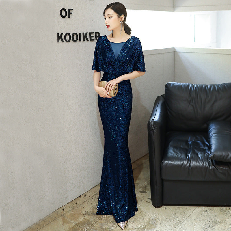 Robe de soirée en polyester vert foncé pour la fête annuelle