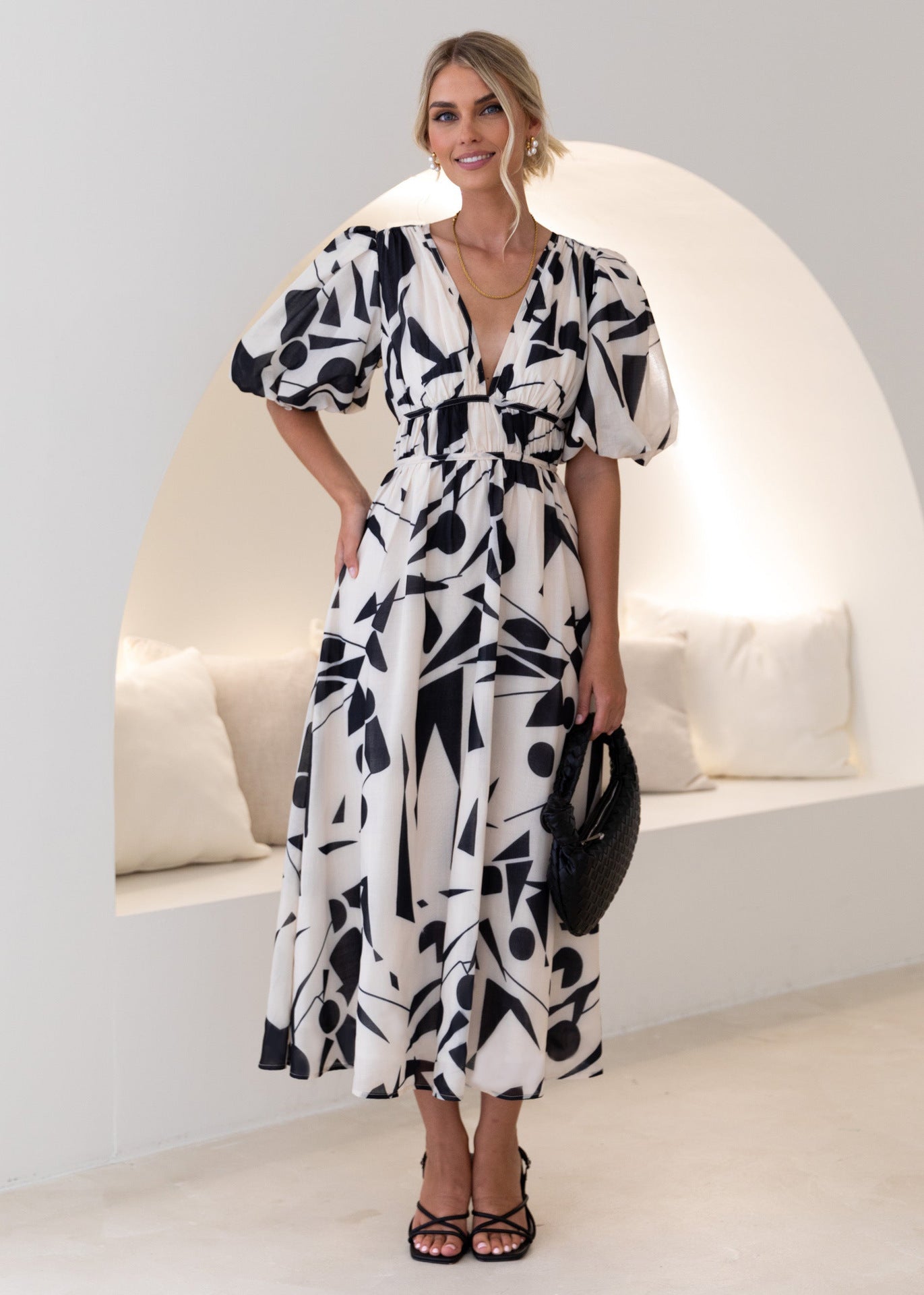 Robe longue en polyester imprimé pour femme - Style urbain tendance