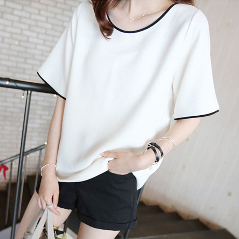 Solid Color Oversized Short-Sleeve Bottoming Shirt