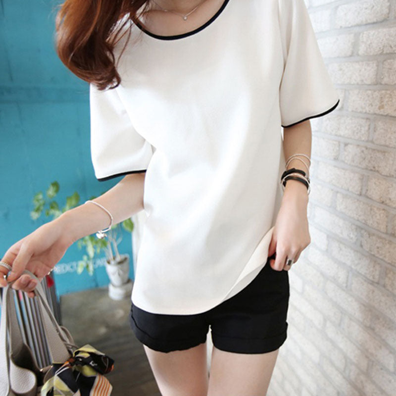 Solid Color Oversized Short-Sleeve Bottoming Shirt
