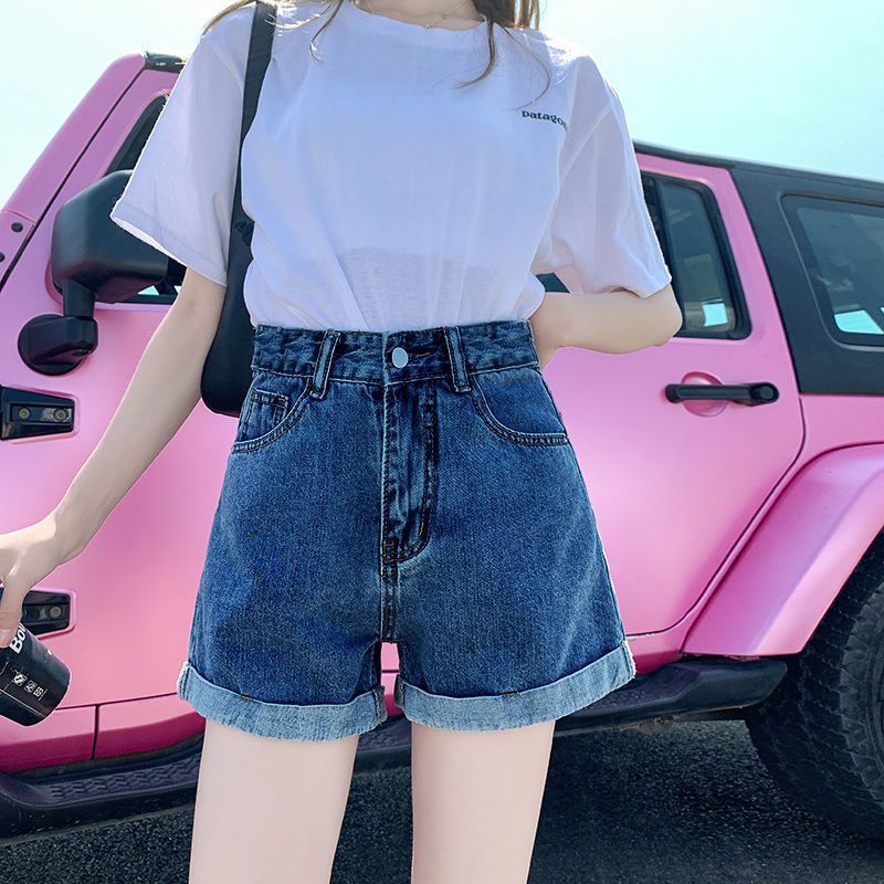 Jean en denim taille haute à jambe droite pour femme