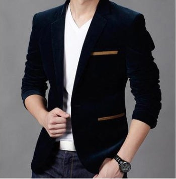 British Style Corduroy Slim Fit Blazer in Khaki, Black, Navy, Burgundy & Brown