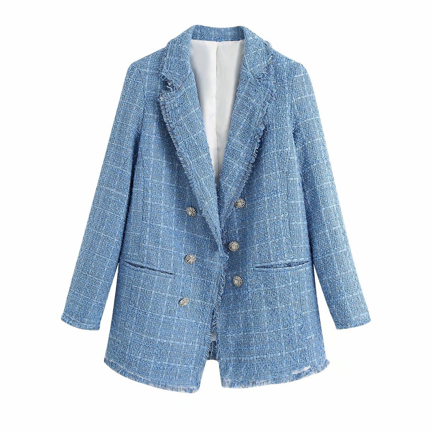 blazer en tweed rétro ample pour femme, style streetwear décontracté