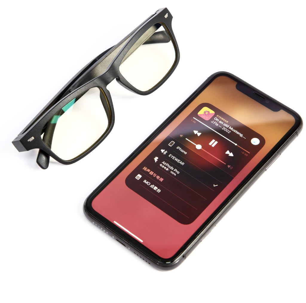 Lunettes de soleil intelligentes noires avec écouteurs et fonction d'appel
