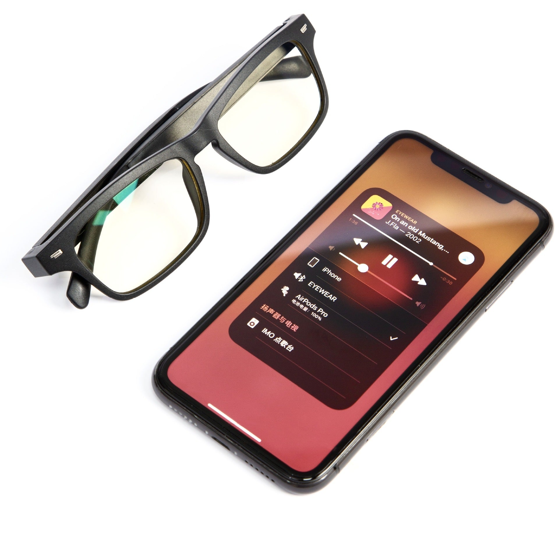 Lunettes de soleil intelligentes noires avec écouteurs et fonction d'appel