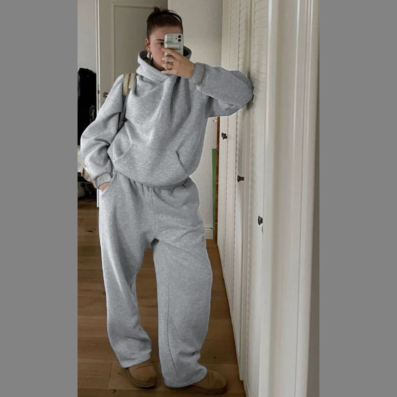 High Waist Straight-Leg Pants Leisure Sports Suit Set