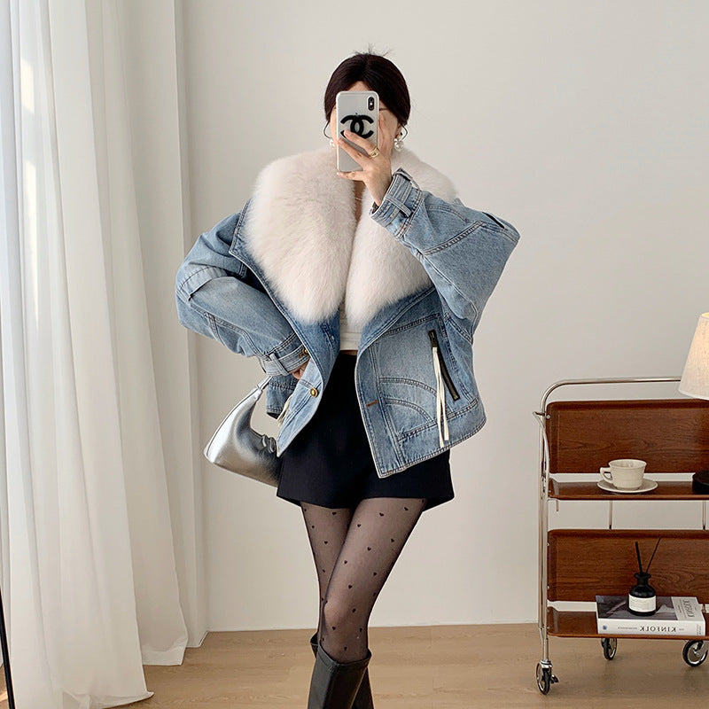 Goose Down Liner Denim Parka Women's Short