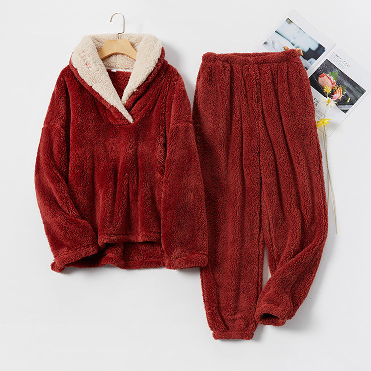 Ensemble de pyjama en flanelle polaire de corail épaissie pour couples