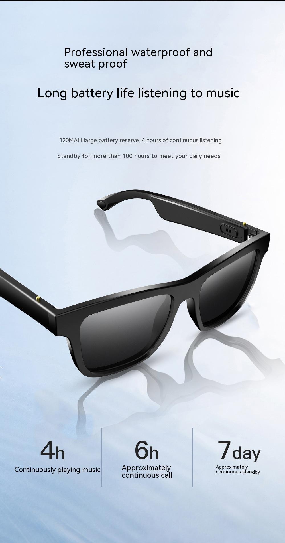Black Smart Bluetooth Sunglasses with Headset and Transparent Screen