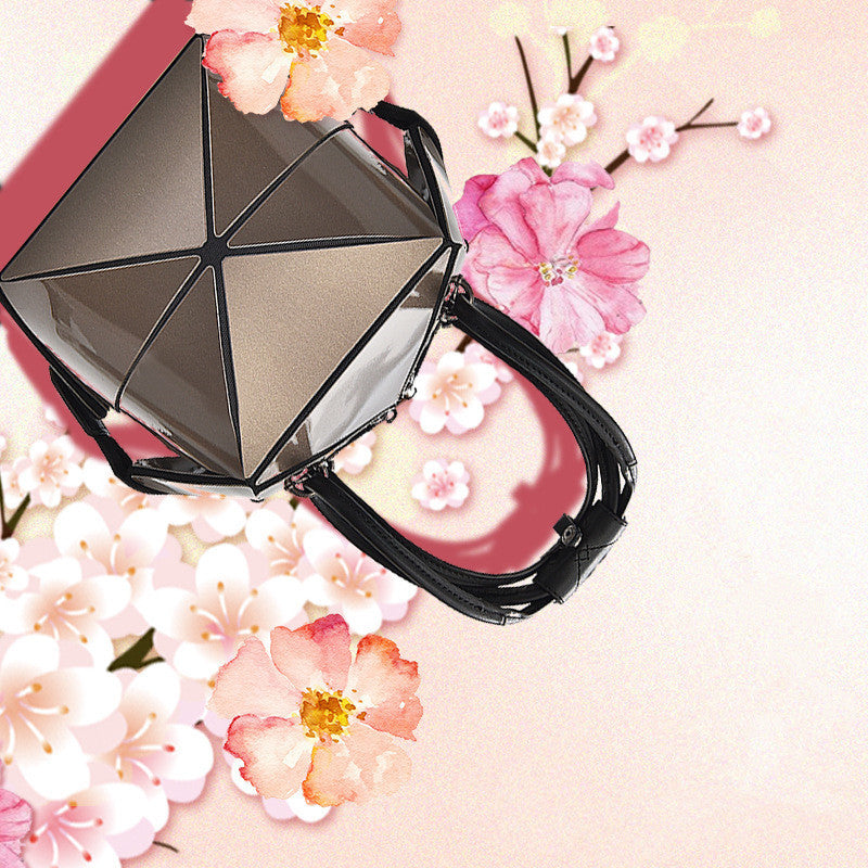 Trendy Medium Folding Geometric Diamond Laser Variety Bag with Zipper