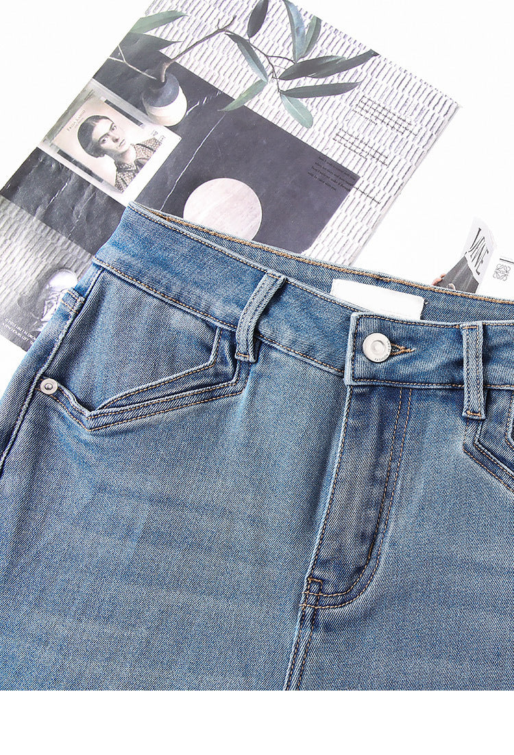 Jean évasé taille haute en denim bleu pour femme