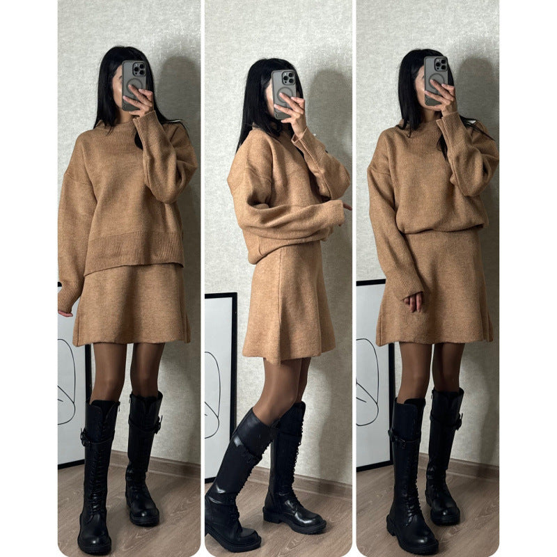 Ensemble deux pièces pour femme : pull et jupe courte, taille mi-haute, XS-XXXL