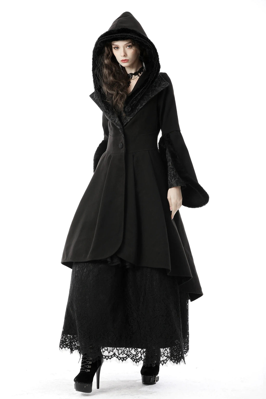 Versatile Wool Stand Collar Coat in Black, Sizes XS-2XL