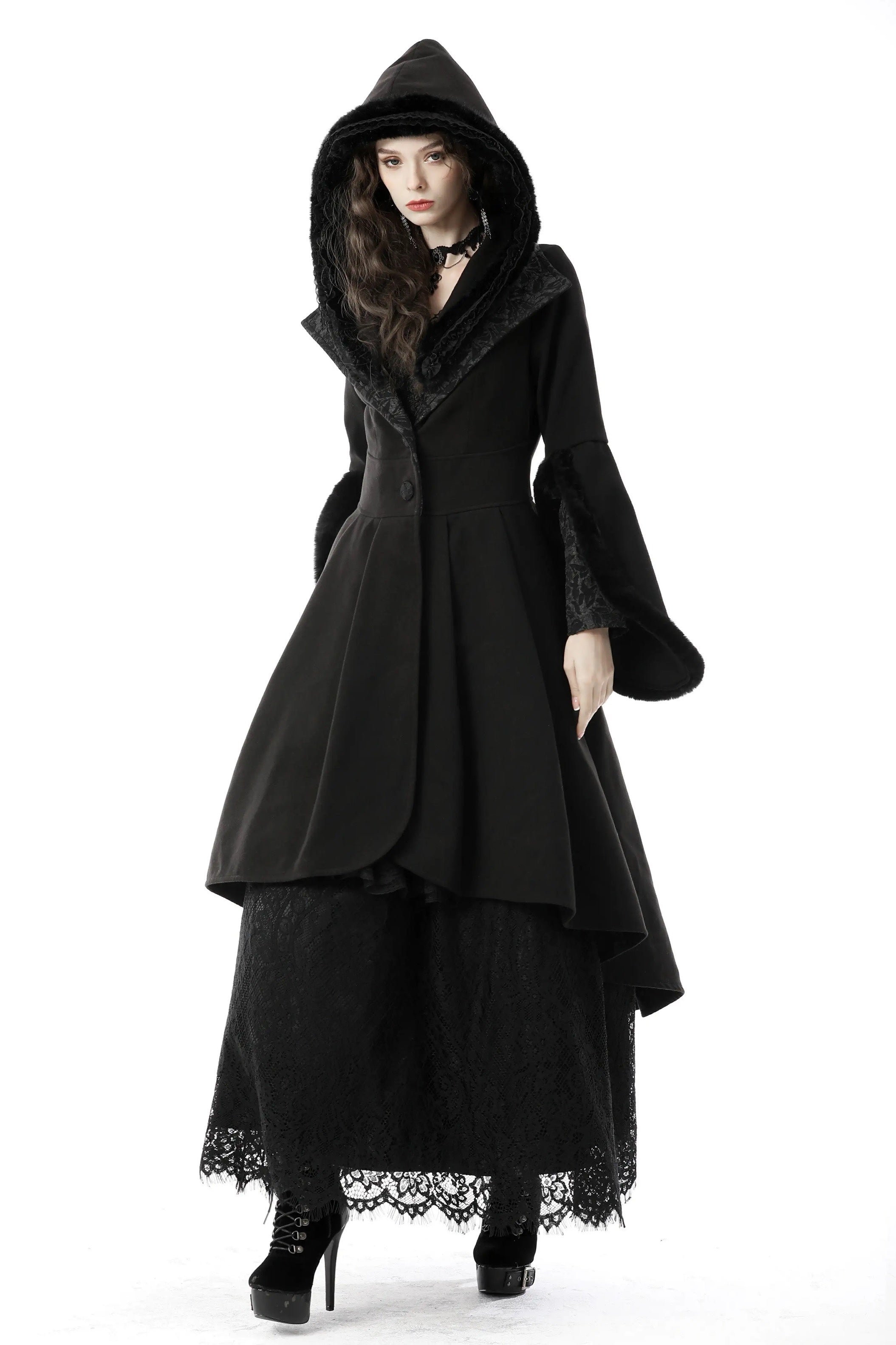 Versatile Wool Stand Collar Coat in Black, Sizes XS-2XL