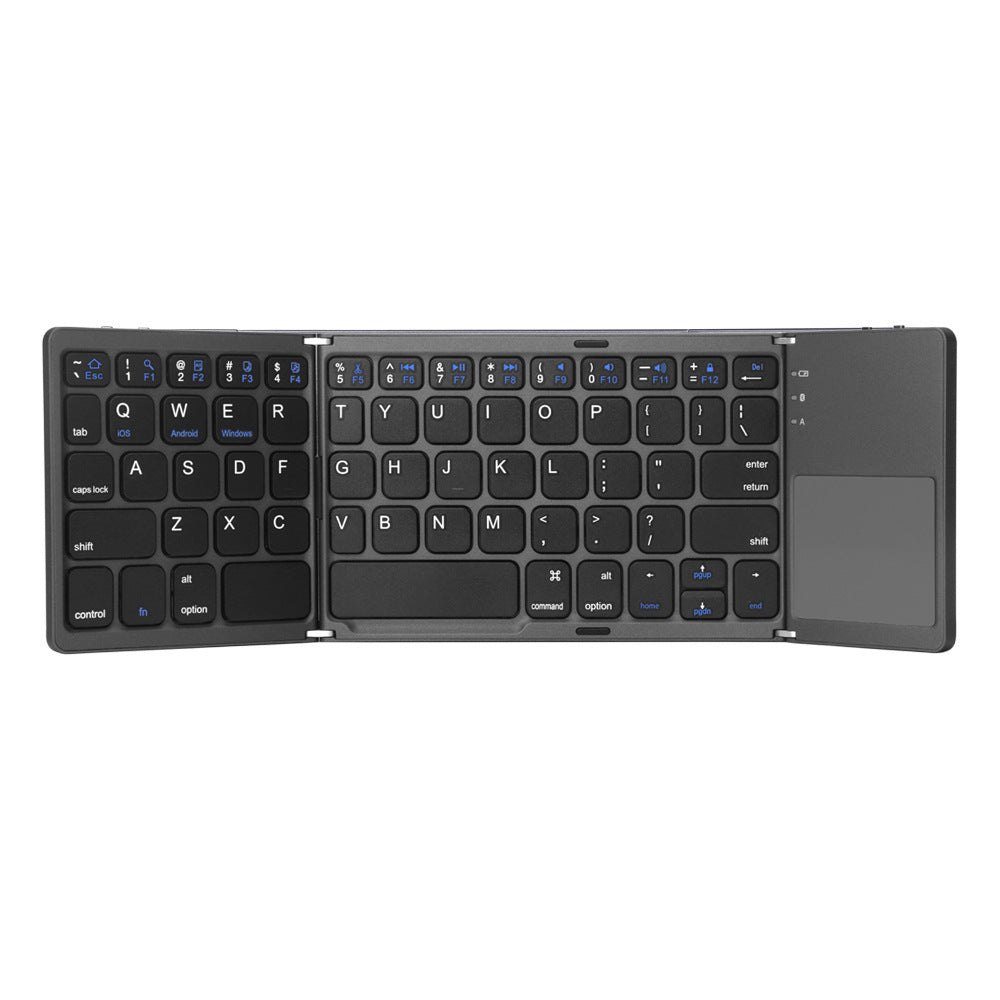 Ultra-Thin Tri-Fold Bluetooth Touch Keyboard with Touchpad for iPhone & More