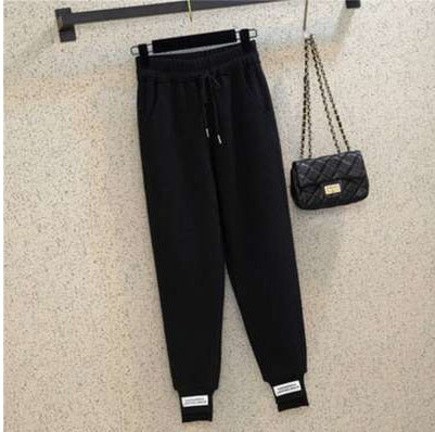 Pantalon ample taille haute en laine mélangée pour femme