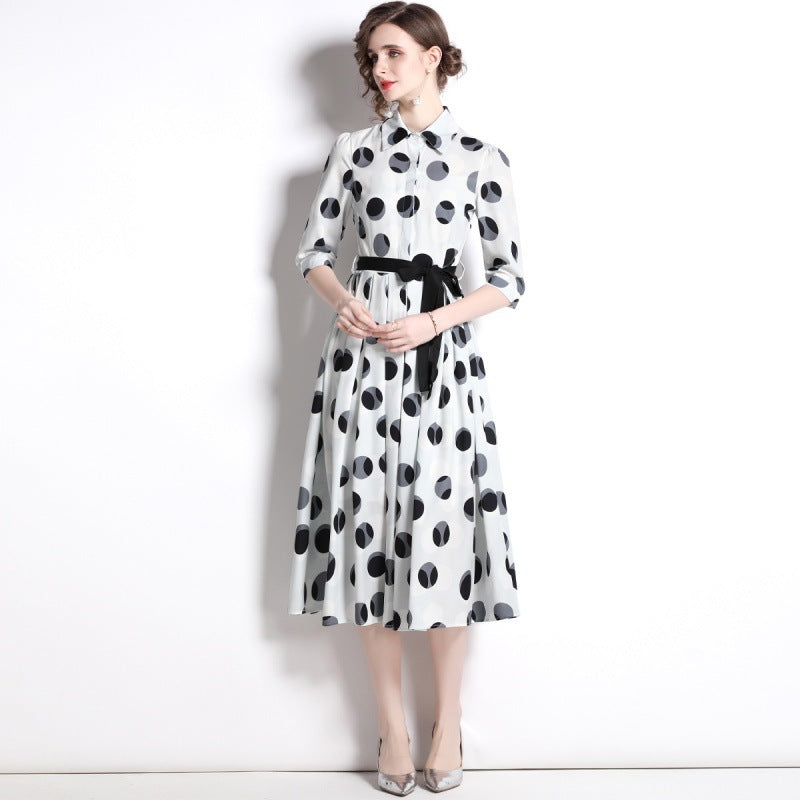 Women's Polka Dot Print Shirt Dress