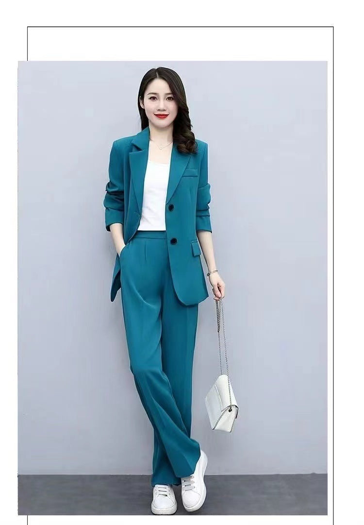Tailleur pantalon deux pièces pour femme à jambes larges