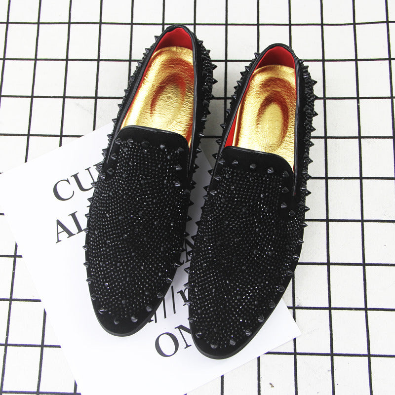 Men's Black Pointed Toe Loafers Wedge Heel Breathable Shock Absorption Shoes Sizes 38-44