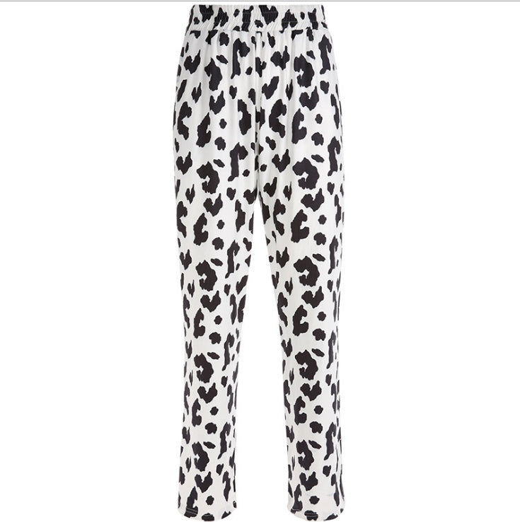 Cow Print High Waist Straight Casual Pants