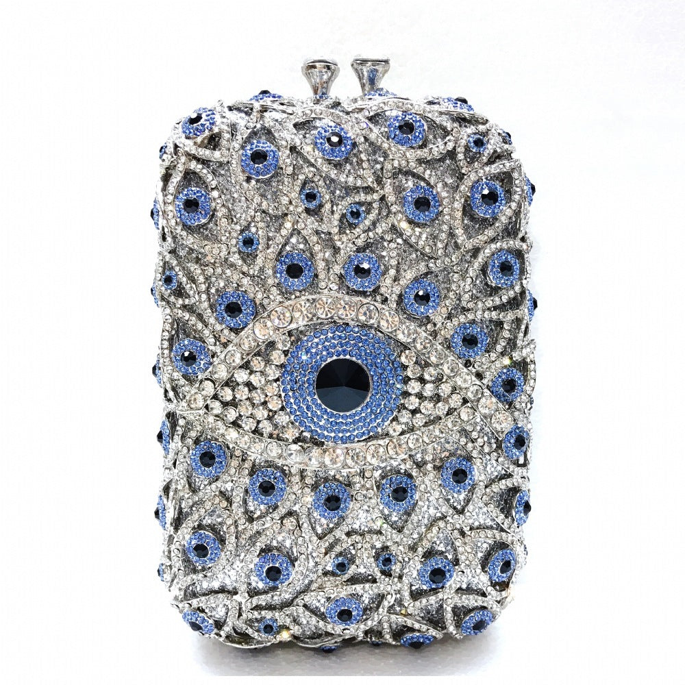 Metal Rhinestone Diamond-Studded Vertical Clutch Bag