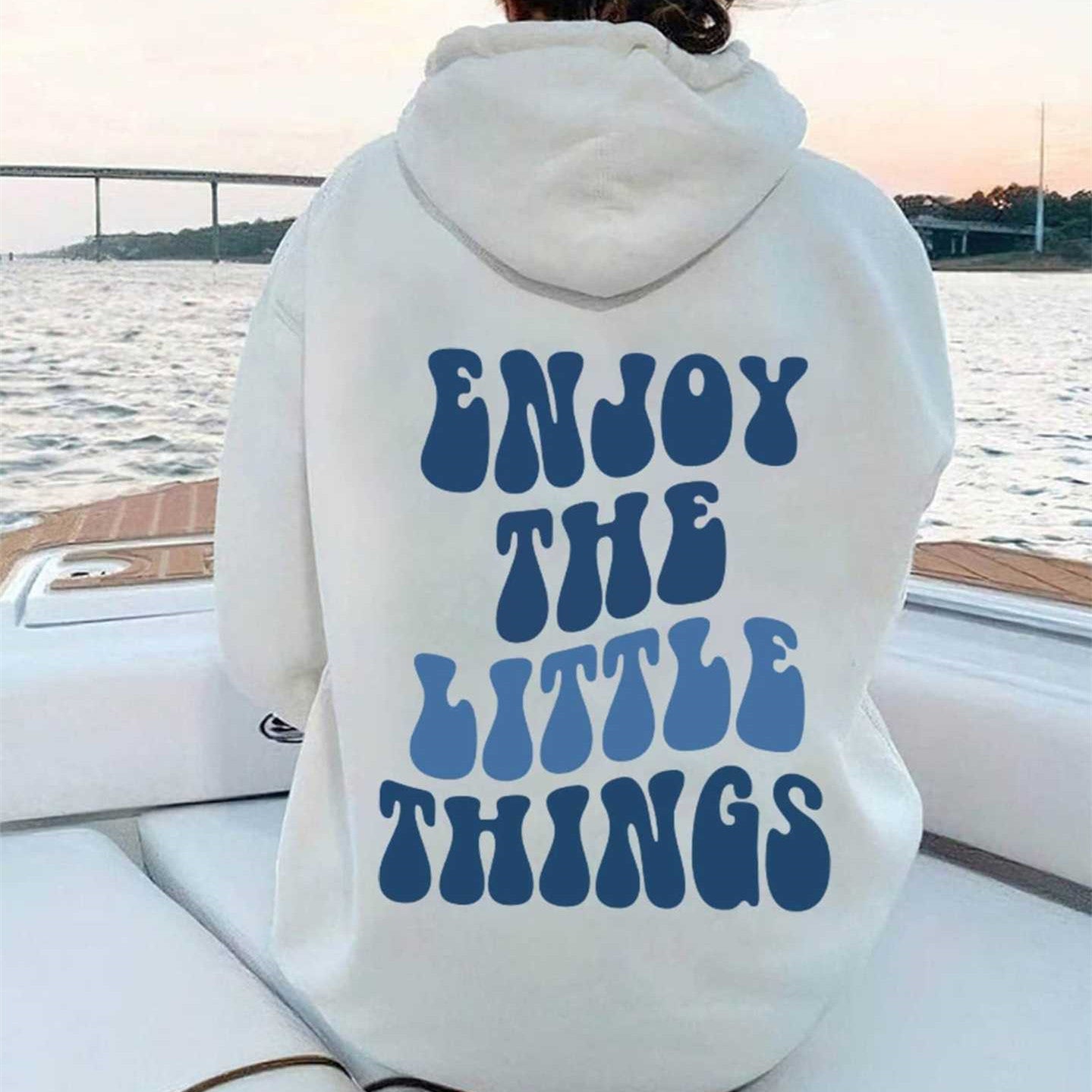 White Oversized Back Text Hoodie for Women