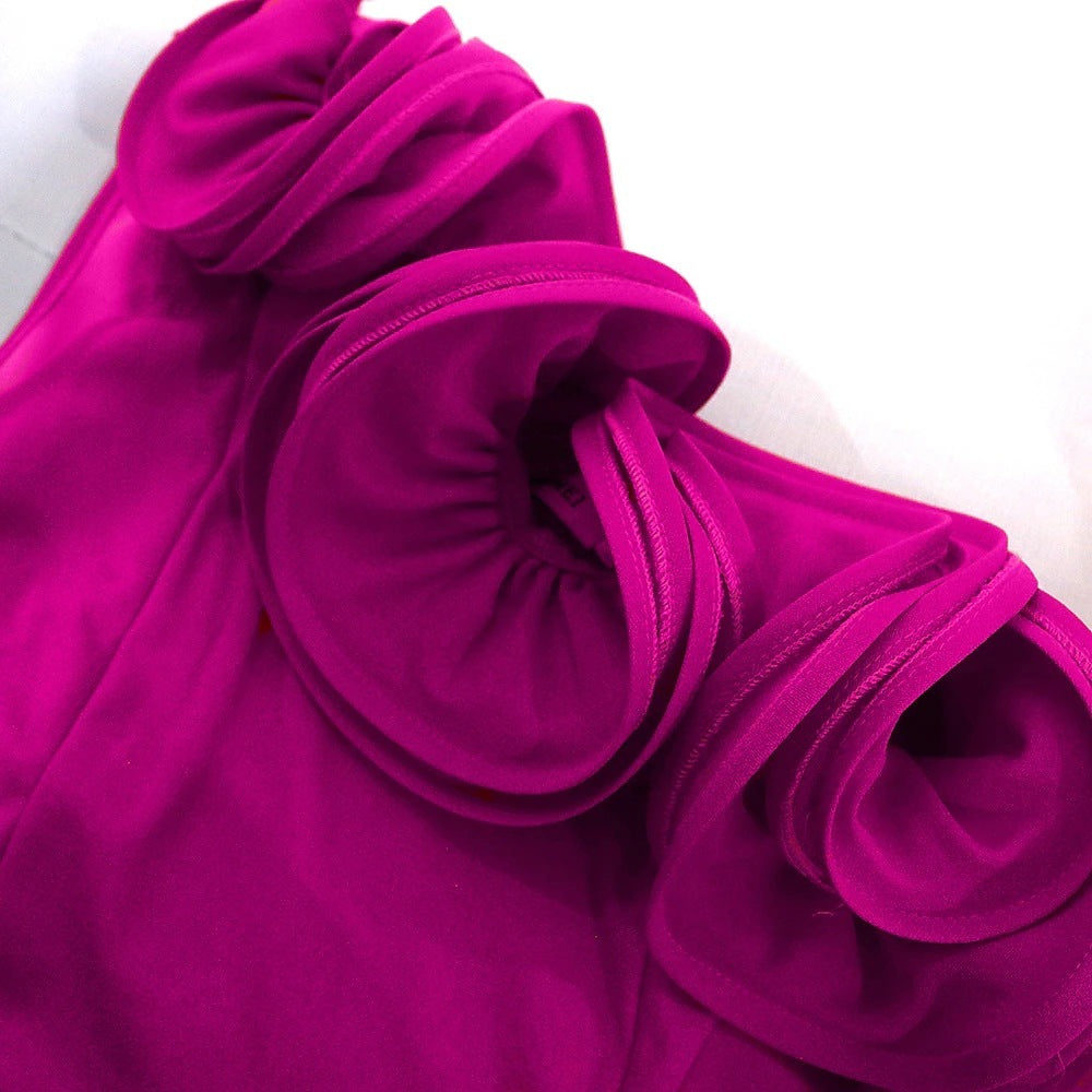 Women's Rose Red Sleeveless Flower Jumpsuit