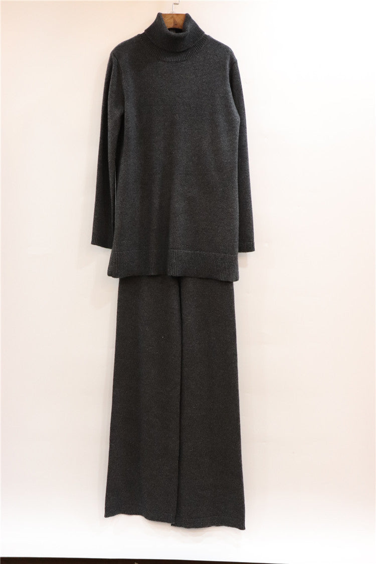 Ensemble deux-pièces femme en cachemire : manteau et pantalon coupe ajustée