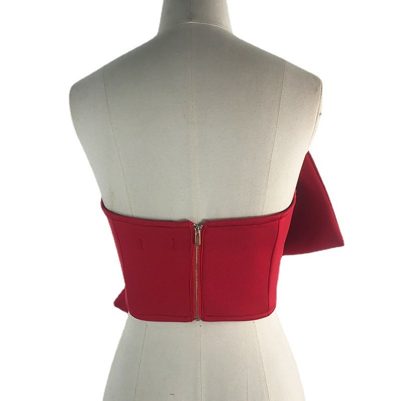 Bow Wrap Off-Shoulder Versatile Crop Top