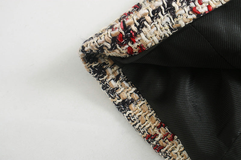 Plaid Texture Slim Woolen Blazer for Women