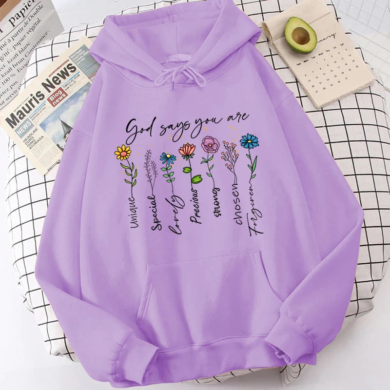 Funny Flower God Says You Are Unique Special Print Pullover