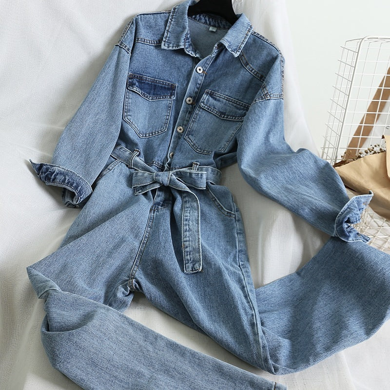 Denim Workwear Jumpsuit with Thick Trousers