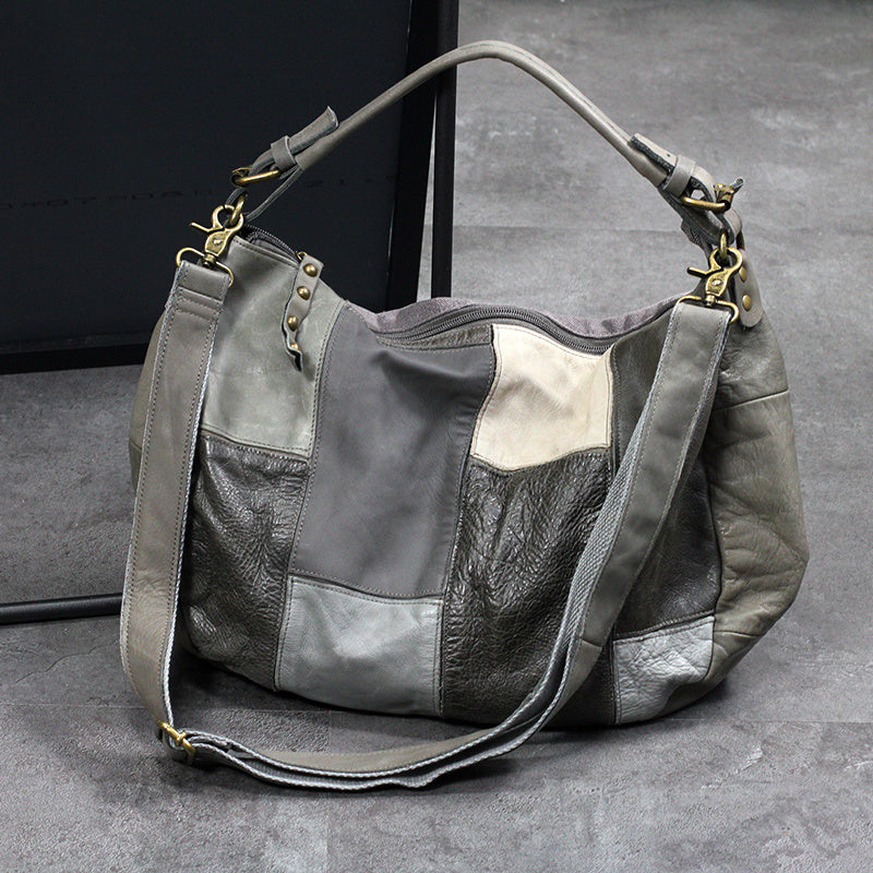 Cowhide Leather Casual Crossbody Bag with Zipper Closure