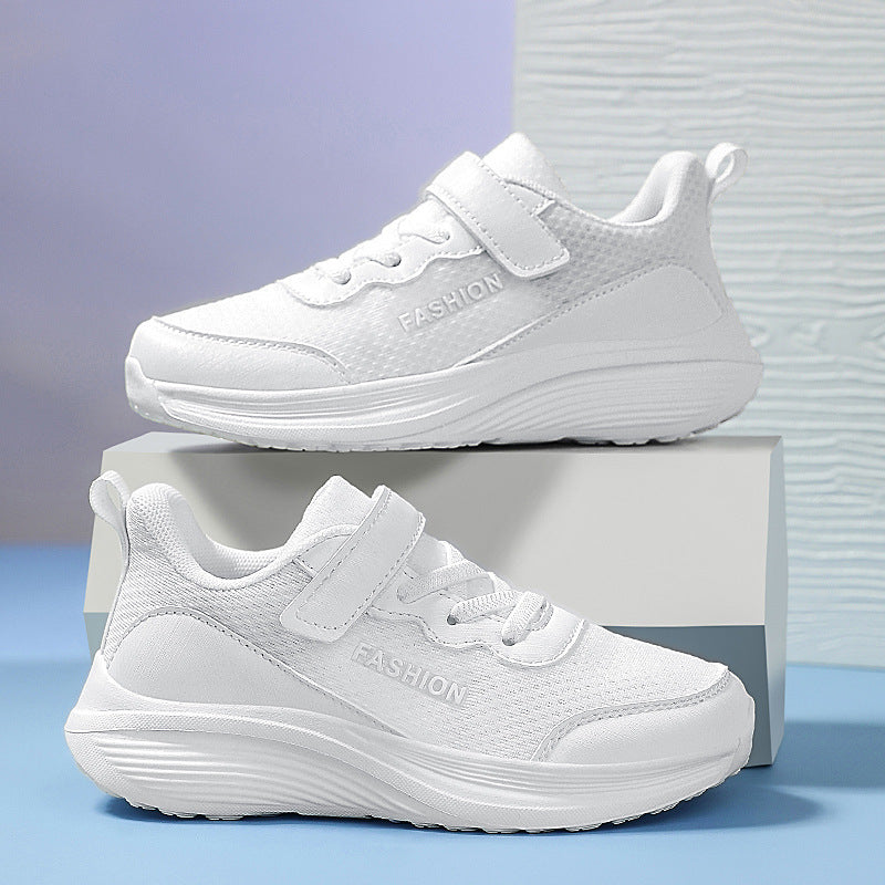 Chaussures de course pour garçons en maille respirante pour terrain dur, noir et blanc, tailles 28-40
