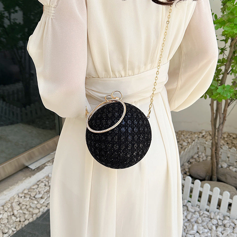 Women's Small Round Crossbody Bag with Chain Strap