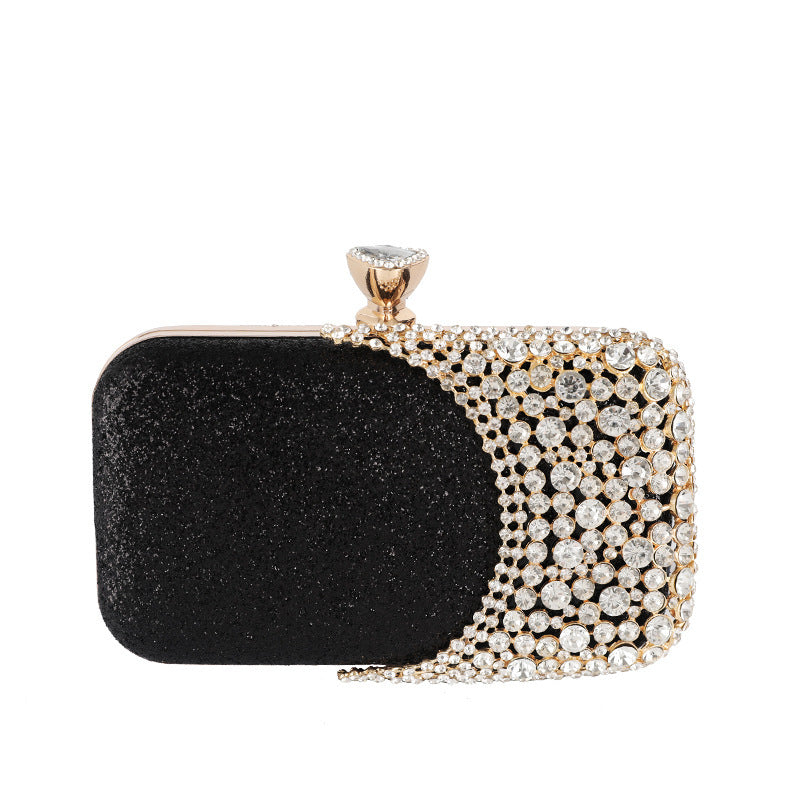 Sac de Soirée Ovale Incrusté de Diamants pour Femme – Petit Sac de Dîner en Alliage