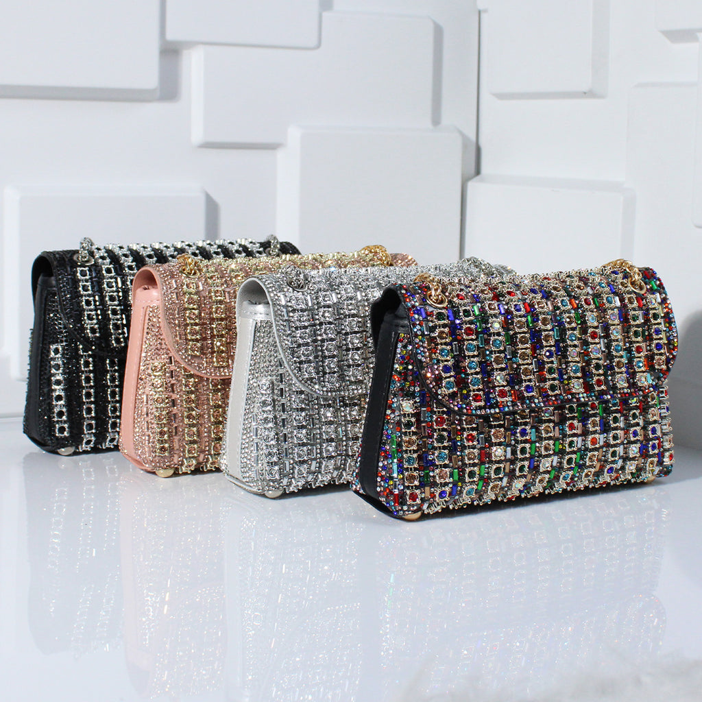 Fashion Diamond-Embedded Crossbody Dinner Bag with Hand Carrying
