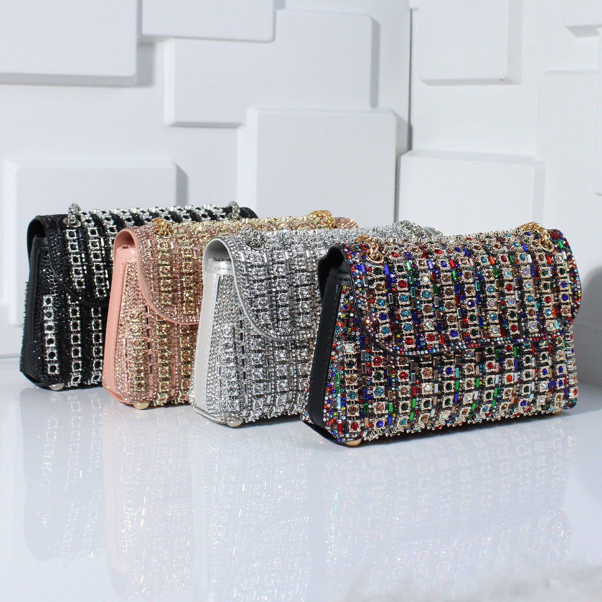 Fashion Diamond-Embedded Crossbody Dinner Bag with Hand Carrying