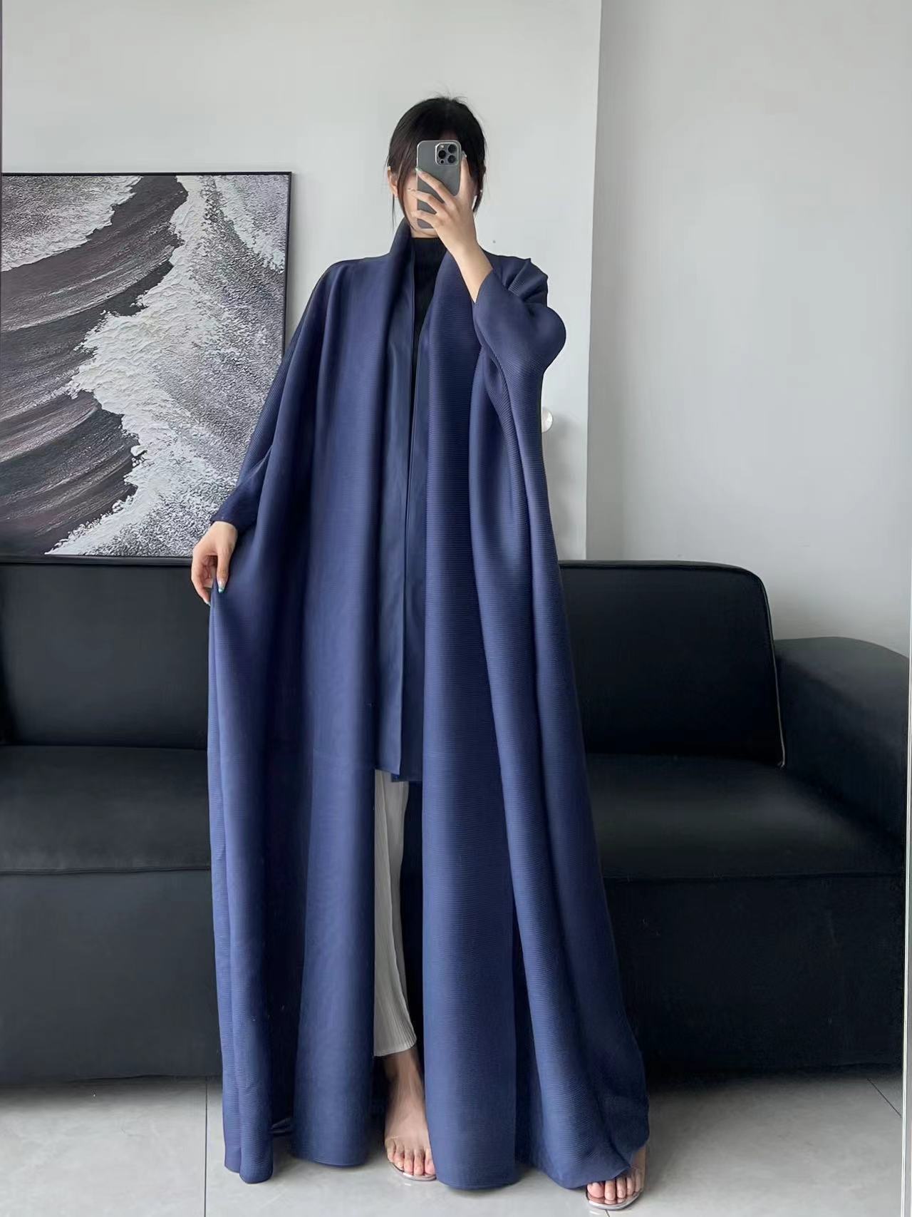 Pleated Print Fashionable All-match Lace-up Loose Arabian Abaya Robe