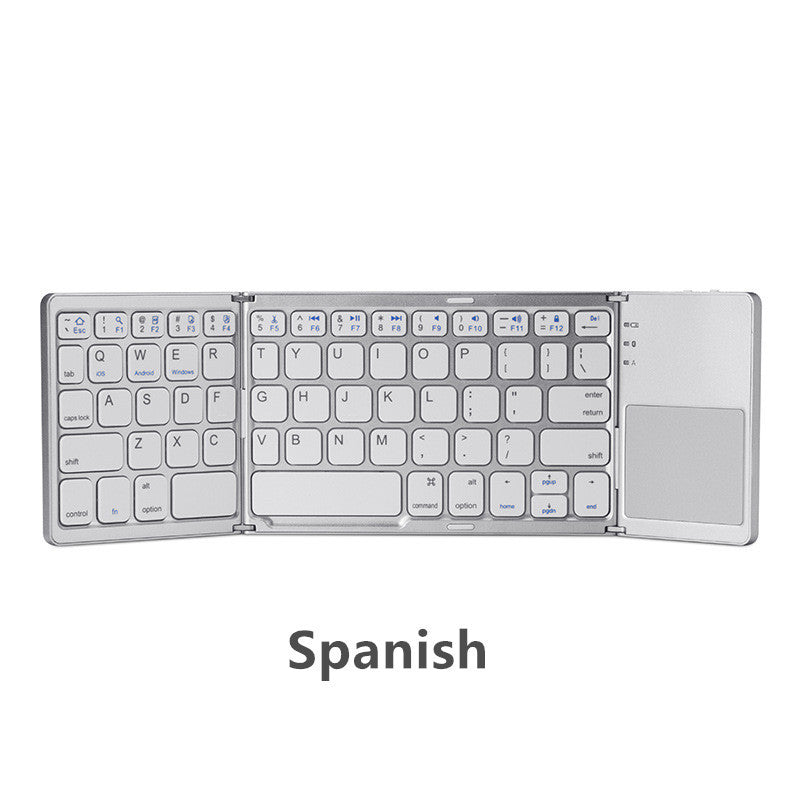 Ultra-Thin Tri-Fold Bluetooth Touch Keyboard with Touchpad for iPhone & More