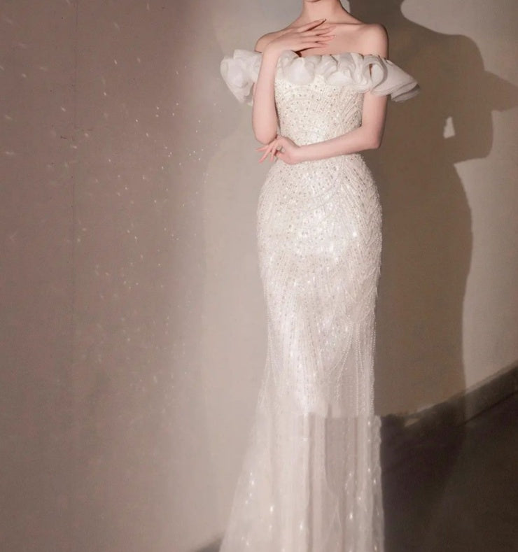 Pearl Off Shoulder Fishtail Skirt