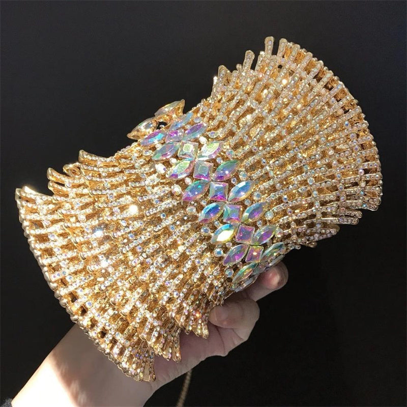 Women's PU Hard Case Diamond Clutch 16x11x6cm
