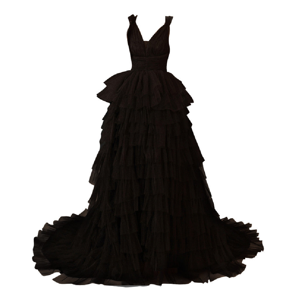Robe de Soirée Noire sans Manches pour la Réunion Annuelle