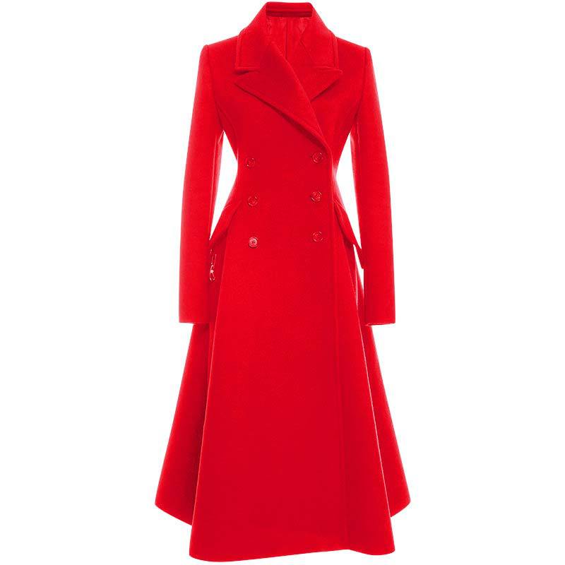 Slim Fit Women's Woolen Coat Mid-Length Solid Colors