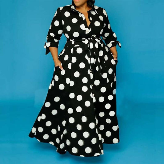 Hot sale shirt long sleeve polka dot print dress