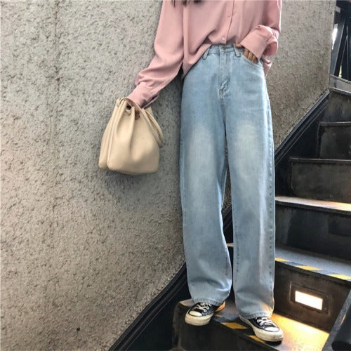 Modern Blue High-Waist Wide-Leg Jeans for Women