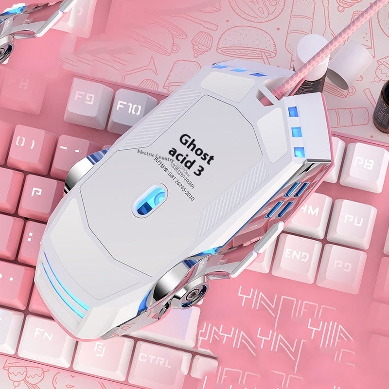 Wired Gaming Mouse with LED Light-Emitting Macro & Mute Function USB