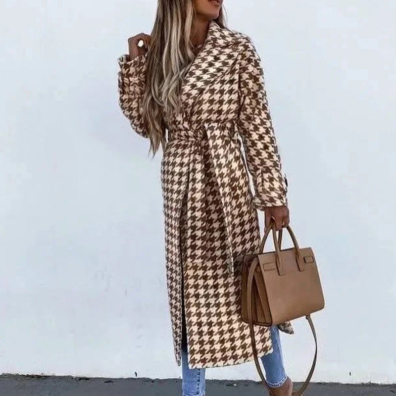 معطف نسائي خريفي بياقة سميكة قابلة للطي